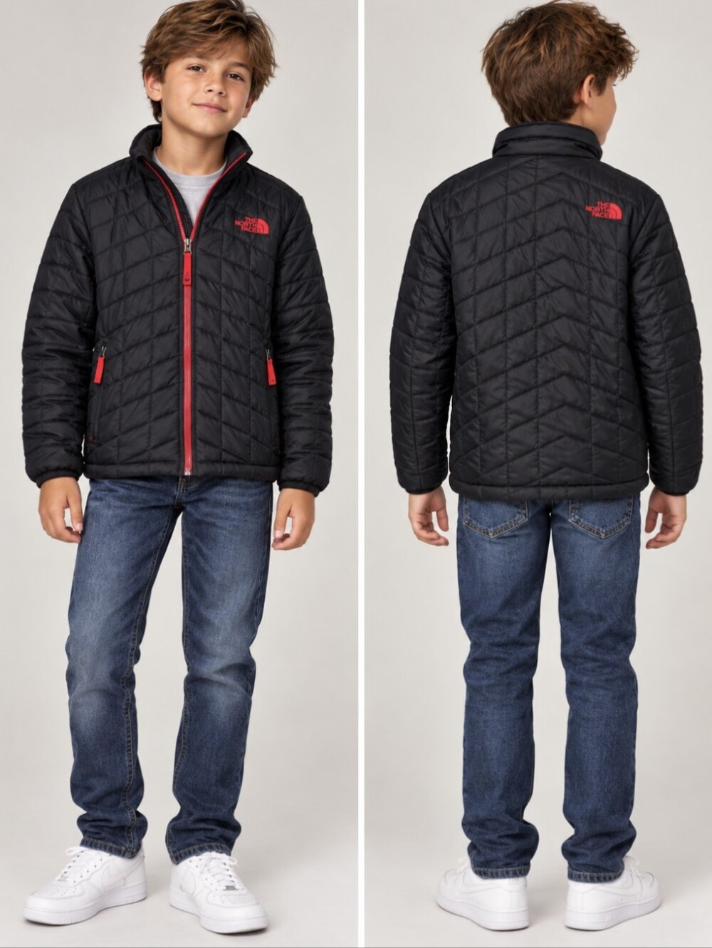 Boys North Face Thermoball Black Jacket Size Medium 10 / 12